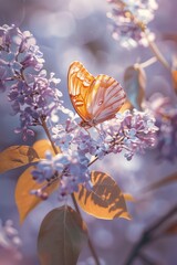 Poster - Close up of a butterfly perched on a colorful flower. Ideal for nature and wildlife concepts