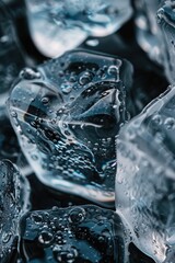 Poster - A pile of ice cubes ready to cool drinks. Perfect for beverage or summer-themed designs
