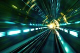 Fototapeta  - Blurry image of a train going through a tunnel, suitable for transportation themes