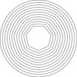 Circle frame line blend to polygon. Modern graphic design element