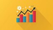 © Matt - Dynamic Progress Bar: Vector Bar Chart with Arrow, Red, Blue, and Orange Bars on Yellow Background - Space for Copy Text