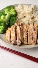 Canvas Print - teriyaki chicken with broccoli and rice