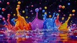 Captivating Explosion of Vibrant Color Splashes in a Mesmerizing Digital Artwork