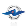 Made in New Zealand. New Zealand flag ribbon with circle silver ring seal stamp icon. New Zealand sign label vector isolated on white background
