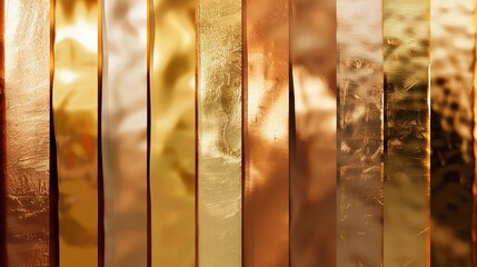 Wall Mural - A set of smooth golden premium gradient swatches provides a palette for gold, platinum, bronze, copper, rose gold, aluminum, and other metals, enhancing luxurious design projects