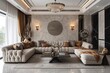 Highend-style living room with glamorous accents and luxe