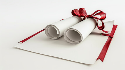 A man's hands hold a realistic image of diplomas against a white background in this digital artwork.