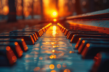 Poster - A melody of motivations and aspirations composing the soundtrack of human ambition, driving progress and innovation. Concept of motivational melody. Generative Ai.