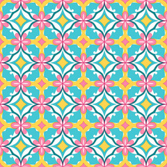 Wall Mural - Singapore Peranakan seamless pattern, seamless tile, colorful background, Peranakan culture, Nyonya motifs, Nyonya pattern for gift paper, card, textile, and product design