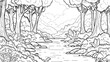 Coloring Page For Kids Forest River , Coloring Pages Vector
