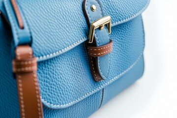 Wall Mural - A blue leather purse with a gold buckle. Business fashion concept