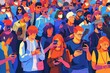 © Lucija - Crowd of people absorbed in their smartphones, digital society concept, illustration