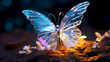 Digital technology glass crystal butterfly fantasy scene abstract graphic poster web page PPT background