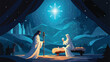 Christian background with Christmas star and birth