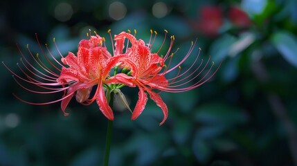 Poster - A vibrant red flower blooms in the garden