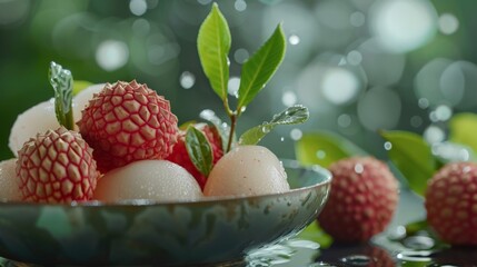 Wall Mural - A bowl filled with assorted fruits on a table