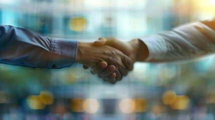 Fototapete - Generative AI : success business people shake hands.
