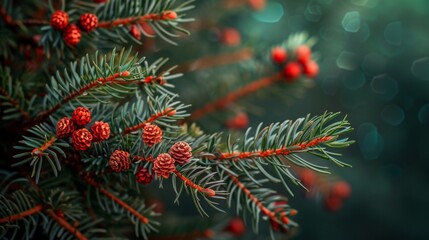 Sticker - Pine tree with red berries