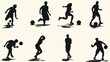Collection of kickball silhouette vector 2d flat ca