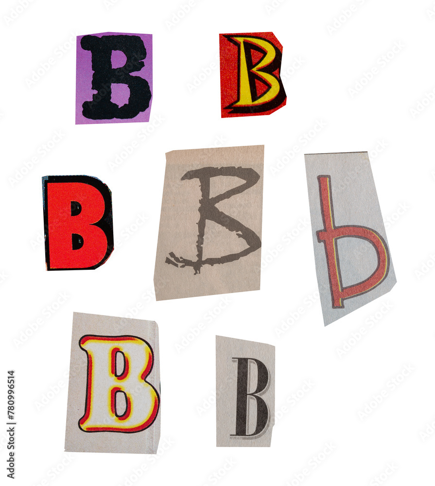 B Ransom Font Ransom font type B from printout magazine cutout, collage element for ...
