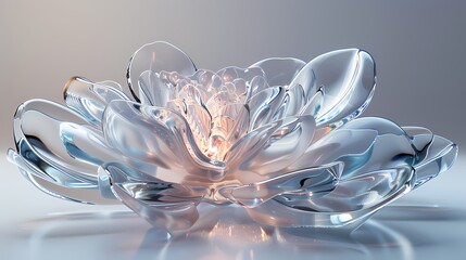 Fototapete - Digital technology crystal material art flower poster web page PPT background
