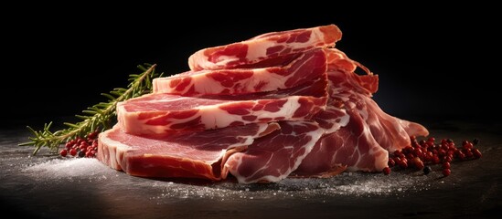 Wall Mural - A close-up view of a raw piece of meat placed on a wooden cutting board