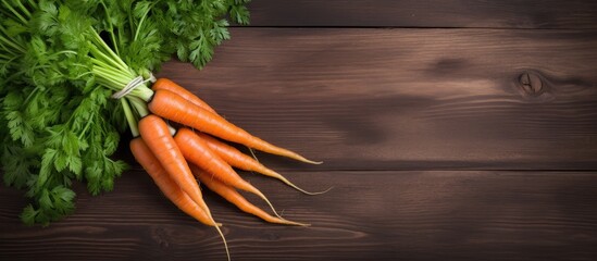 Canvas Print - Fresh orange carrots arranged neatly on a weathered wooden table, creating a simple and natural composition