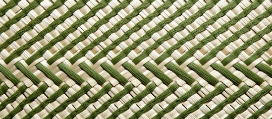 Wall Mural - Detailed view of a green and white wall with a woven pattern, showcasing intricate design work