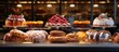 Assorted selection of delicious pastries and cakes showcased on a table in a close-up view