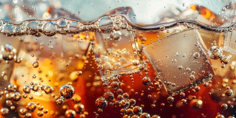 Wall Mural - A glass of soda with ice cubes in it