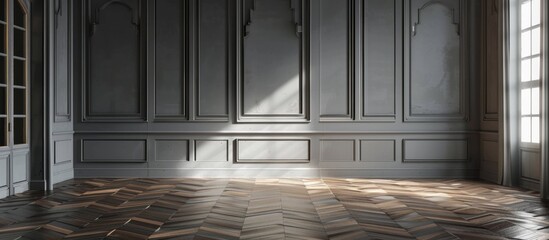 Canvas Print - Close-up photo showcasing a room's wooden floor paired with a wall, creating a warm and inviting interior ambiance