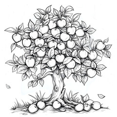 Apple tree coloring book 