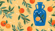Cute seamless pattern with pitcher of sangria orang