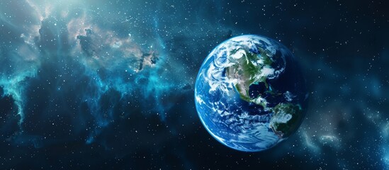 Wall Mural - gazing out into the vast expanse of space, a stunning view captures the earth from afar, surrounded 