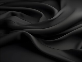 Dramatic Black Luxury Fabric Backdrop with Flowing,Textured Curves