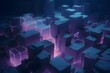 Glowing Cubes in Vibrant Neon Hues Against a Futuristic Dark Backdrop Depicting Advanced Data Visualization and Technological Innovation