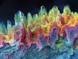 Wall Mural - a colorful image of a mountain with many different colors. generative ai.