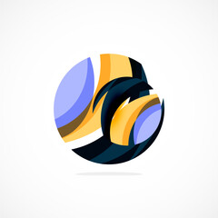 Aufkleber - Abstract circle logo, dynamic aesthetic. Simplicity suggests connectivity, fluidity, and energy, making it a versatile choice for brands seeking a modern, visually engaging identity