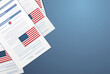 election day concept voter paper ballots with usa flag horizontal