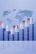 people icons with usa flags election day concept person symbols for infographic human figures near statistic graph vertical