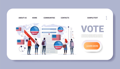 election day concept voters casting ballots at polling place during voting people holding paper ballots horizontal copy space