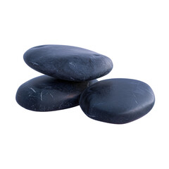 Poster - Three black stones stacked on top of each other on a transparent background