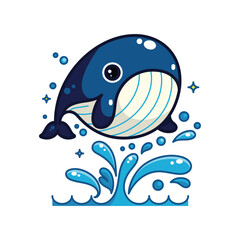 Wall Mural - cute whale cartoon vector illustration - perfect for kids' designs, isolated on white background.