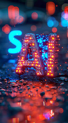 Fototapete - A computer motherboard with a state-of-the-art AI processor. AI generative.