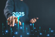 economic analysis 2025, finance goal to succeed, and budget. concept of Making a profit in the investment market in growth industry technology, action business plan targets the new year 2025 growth.