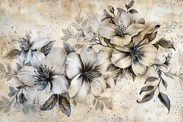 Wall Mural - Vintage botanical print, featuring various plants and flowers . AI generative.