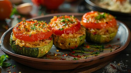 Sticker - Three zucchini boats on a plate