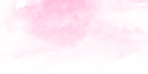 Wall Mural - watercolor sugar cotton clouds background. pastel pink sky with clouds abstract watercolor backgroun