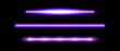 Purple neon tube lamp set. Glowing led light line beam collection. Violet luminous fluorescent bar stick lines. Ultraviolet color strip element pack to divide, separate, decorate. Vector illustration