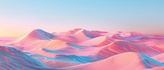 Wall Mural - Illustration or 3D rendered portrait of sand mountains pastel and vibrant colors with a big space for text a background illustration, Generative AI.